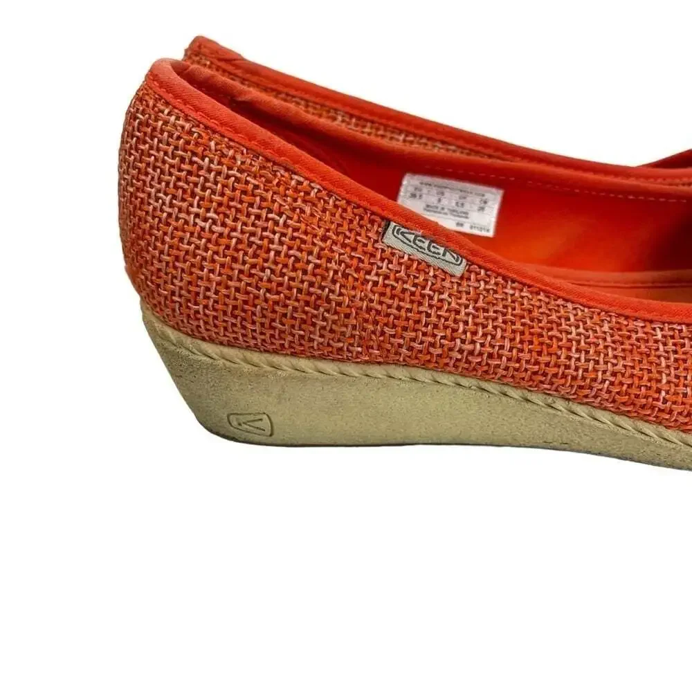 KEEN Cortona Wedge Shoes Womens 9 Orange Peep Toe Casual Comfort 1012413